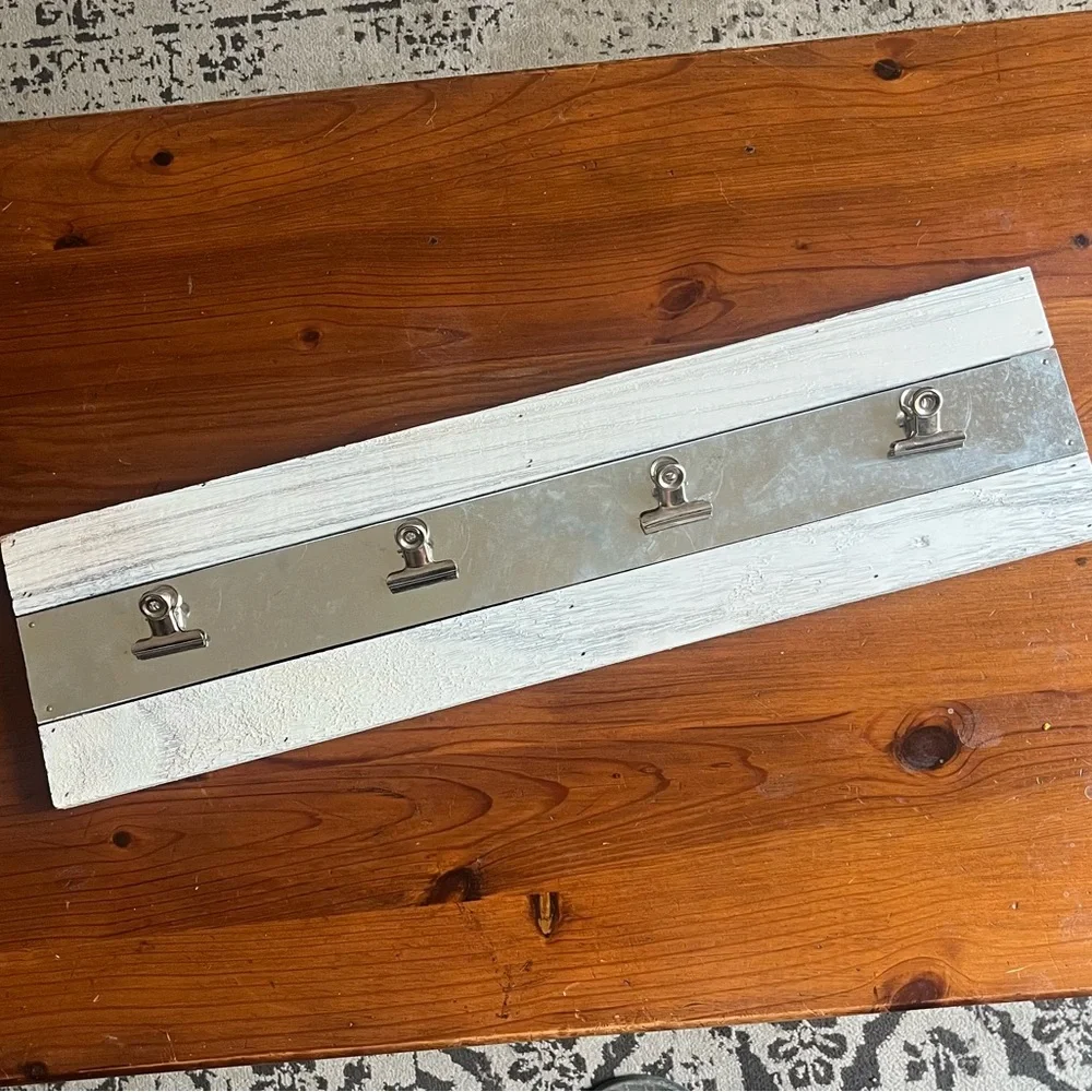 Rustic White and Silver Wall Clip picture frame